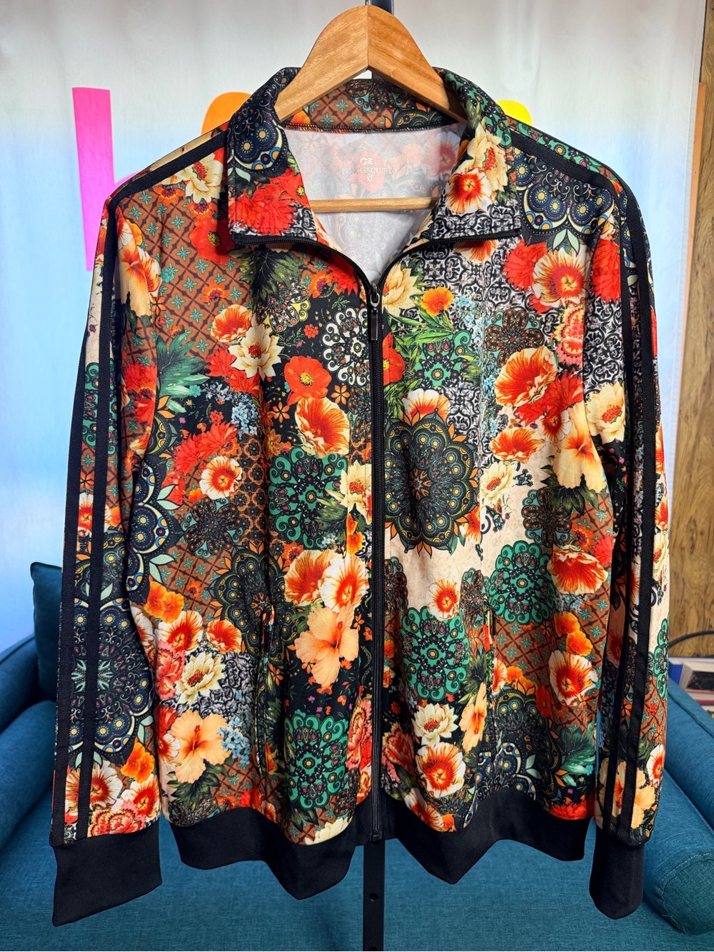 Princess Cruises Floral Mosaic Zip-Up Track Jacket - Vibrant Multi NWOT